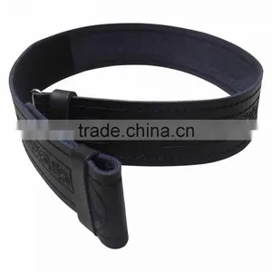 Scottish Black Leather Belt Masonic, Thistle Plain Kilt Belts Without Buckle thumbnail-3