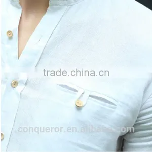 Men's White Linen Shirt HOT! MSRL0056 thumbnail-2