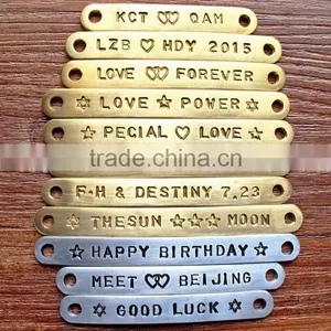 Metal Logo Tag Leather Bracelet Bangle Custom Letter Stamped Charm Leather Bangle Bracelet Promotion Leather Bracelet thumbnail-4