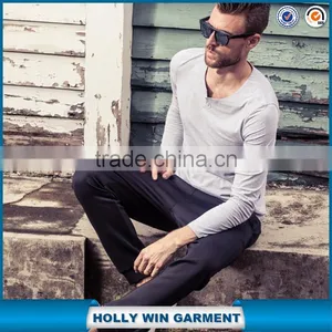 2015 New Plain Fashion Style Mens Elongated Tshirt With Long Sleeve thumbnail-2
