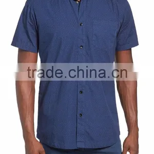 Dotted Daisy Print Royal Blue Custom Sublimation Men's Clothing Shirt Made in 2016 thumbnail-1