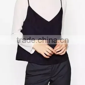 Runwaylover EY2358B Ladies 2017 Ladies Two Piece Suits , Women Fashion Blouse And Vests thumbnail-1