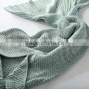 HOT Selling Yarn Knitted Mermaid Sofa Tail Blanket Handmade Crochet Fish Tail Blanket Soft and Comfortable Sleeping Bag thumbnail-4
