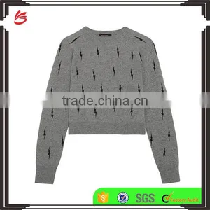 2017 Fashion Ladies Wholesale Custom Knit Shrug Cashmere Cardigan Sweater Woman Crew Neck thumbnail-1