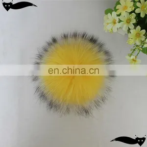 New Product Primrose Yellow 12cm Raccoon Fur Ball Key Chain thumbnail-1