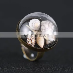 Fashion Vintage Style Antique Copper Ring Couch Black Mini Sand Ring Dome Dangle Adjustable Ring thumbnail-3