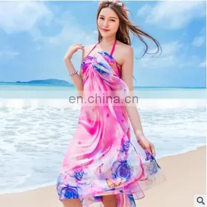 2017 Korean Spring Floral Long Scarf Ladies Sunscreen UV Shawl Summer Beach Towel thumbnail-3