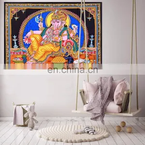 Indian Latest Poster Throw Cotton Wall Decor Lord Ganesha Home Decor Poster Meditation Wall Hanging Tapestry 45X30 Inch thumbnail-1
