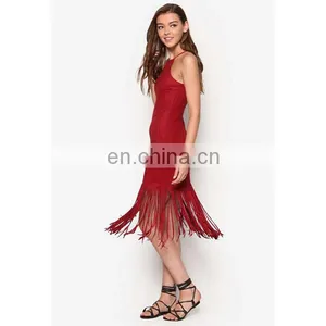 Love Suede Fringe Hem Dress Square Neckline Sleeveless Fashion Apparel Women Dresses Sexy thumbnail-2