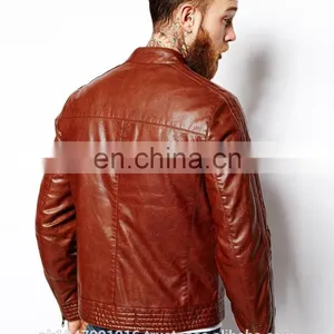 Men's Leather Look Like Jacket Classic Style Brown Color thumbnail-2