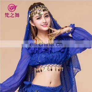 Indian Dance Tops Belly Dance Tops Tribal Dance Top Long Sleeves Belly Dance Tops S-3068# thumbnail-3