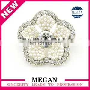 Wholesale Fashion Flat Back Wedding Crystal and Pearl Button thumbnail-1
