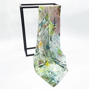 The Best Quality Good Price Custom Digital Printed Turkish 100% Silk Scarf thumbnail-1