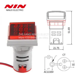 AC 0-100A AC V+A+HZ LED Traid Display 22mm Square Led Digital Panel Voltmeter and Ammeter Indicator Frequency Meter thumbnail-2