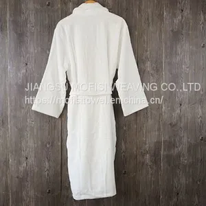 Terry 100% Cotton Bathrobe Shawl Collar White Long Hotel thumbnail-4