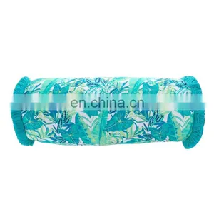 Tropical Jungle Printed Soft Polyester Canvas Spun Outdoor Cushion Boudoir Pillow With Fringe for Home Sofa Couch thumbnail-3