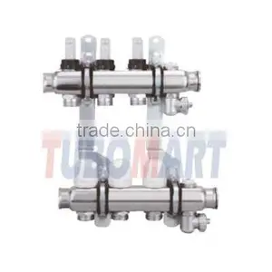 Brass Manifolds 3 Way With Ball Valve Movable Pipe Fittings for Underfloor Heating System thumbnail-1