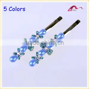 Charming Factory Price Multi Colors Elegant Hair Grips Metal Crystal Decorated Flower Shape Ceramic Beads Hair Clips For Girls thumbnail-1