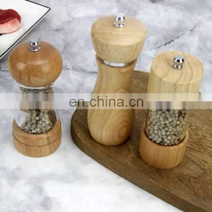 Food Grade Salt And Pepper Grinder Spice Mill Grinder Bottles Shaker With Wooden And Ceramic Mechanism thumbnail-2