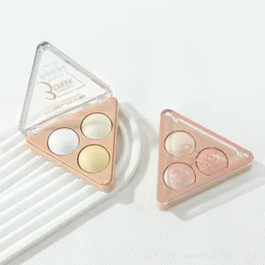 Factory OEM 3 Color Cute Make up Bronze Highlight Makeup Palette Cosmetic Palette Pressed Glitter Eyeshadow La Sombra De Ojos thumbnail-5