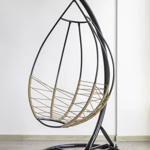 New Launch PE Rattan Single Seat Garden Swing Chair Factory Price Swing Basket With Cushion thumbnail-2