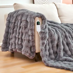 Double-sided Rabbit Fur Imitation Plush Blanket, Double Bubble Soft and Warm Cover for Sofa, Electric Heating Blanket（Wechat:13510231336） thumbnail-1