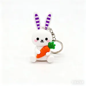 Promotional Gifts Key Chains Manufacturer Custom 3D Cartoon Logo Design Soft PVC Rubber Keychains With Wrist Strap thumbnail-2