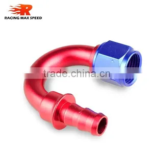Interchangeable Iso9000 Wholesale Aluminum Oil Cooler Hose Fitting 180 Degree Push On End Blue and Red 10-180-04 thumbnail-5