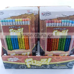Hot Sale 12 Pcs Drawing Fuzzy Pencil With Color Eraser Head thumbnail-1