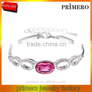 New Design Oval Austrian Crystals 18k Platinum Plated Bracelet Bangle Jewelry Gifts thumbnail-1