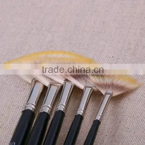Wholesale 5pcs Set Fan Shape Wooden Handle Artsit Paint Brush thumbnail-5