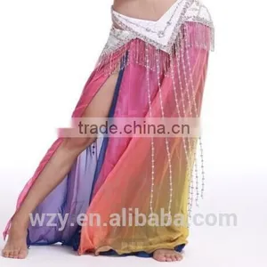 Two Layers Chiffon Colorful Silt Dress Long Sexy Belly Dance Skirt for Belly Dancer thumbnail-6