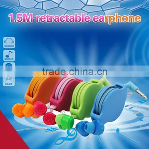 3.5mm Stereo In-ear Design Cute Candy Color Double Retractable Earphone Earbuds for MP3 MP4 for Android Samsung HTC LG IOS thumbnail-2