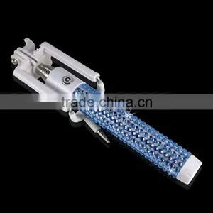 2016 High Profit Margin Products Monopod Factory Supply Cable Take Pole Bling Bling Rhinestone Diamond Selfie Stick thumbnail-4