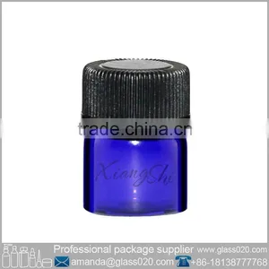 Blue 1ml Vial Glass Bottle With Black Bcap thumbnail-4