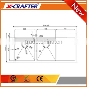 Wholesale Multifunction Furniture Double Bowl Overmount Drainboard 304 ss Kitchen Sink thumbnail-3