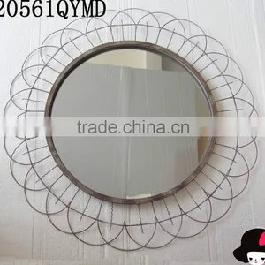Sunflower Style Round Metal Wire Meshes Framed Wall Mirror thumbnail-1