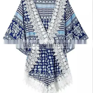 Wholesale Sexy Design Lace Trim Latest Design Beach Tunic thumbnail-2