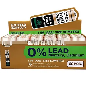 Aaa/7/um4 0% Lead Zinc Chloride Dry Battery Alarm Clocks Toys Use thumbnail-2