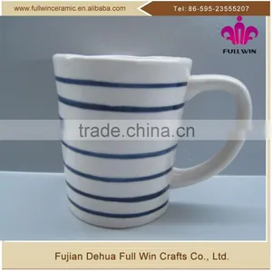 14 OZ Capacity Ceramic Cup in Stripe Hand Painting thumbnail-1