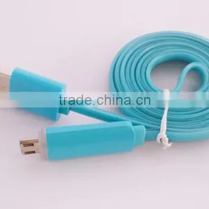 Flat Noodle Design Candy-colored Micro USB Cable With Led Light for Android Smart Phone thumbnail-3