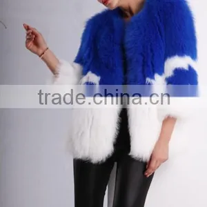 Blue and White Wholesale Price Fox Fur Coat for Women Winter thumbnail-5