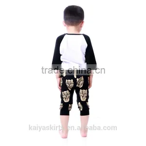 Naughty Boys Boutique Tiger Printed 2 Pcs 3/4 Sleeves Top and Pant Sets Clothing Manufacturers 2016 for Kids thumbnail-4