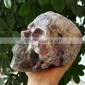 Custom Lifelike Red Tourmaline Crystal Skull Plum Blossom Quartz Crystal Skull thumbnail-3