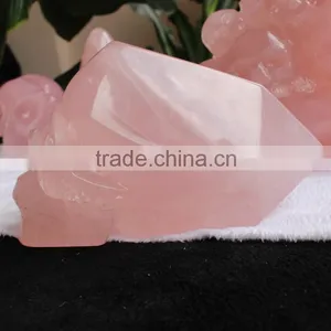 Hand Made Rose Quartz Natural Carved Stone Skull for Healing Wands thumbnail-5