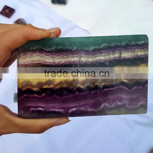 Natural Rainbow Fluorite Slice Crystal Healing Stones thumbnail-1
