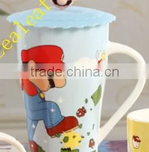 2015 New Style Fashion Print Ceramic Sublimation Cup Set With Lid Coffee Mug thumbnail-2