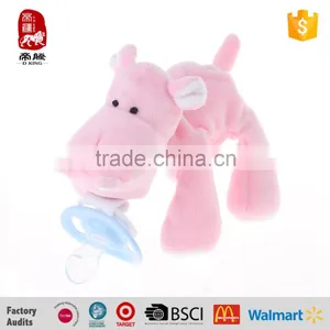 New Design OEM/ODM Silicone Baby Pacifier With Pink Plush Animal Toy thumbnail-3