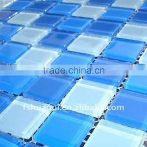 HG425056 Blue Mix Crystal Glass Mosaic Swimming Pool Tiles thumbnail-1