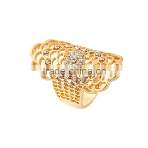 Gold Multihole Crystal Flower Pave Setting Knuckle Men And Women Fashion Rings thumbnail-3